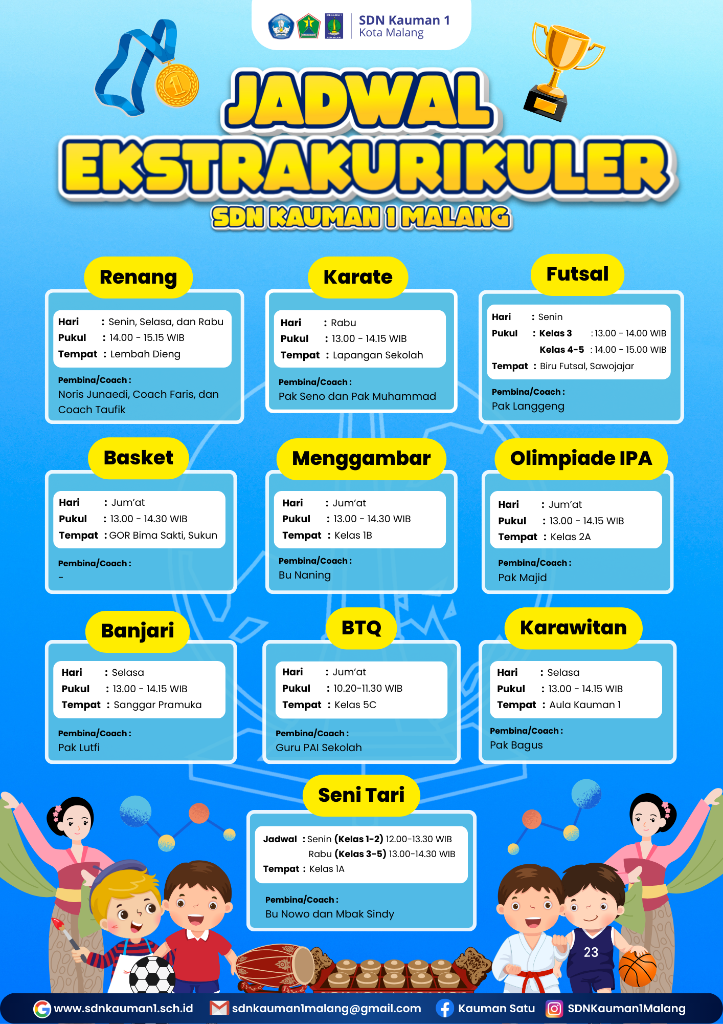 Jadwal Ekstrakurikuler SDN Kauman 1 Malang